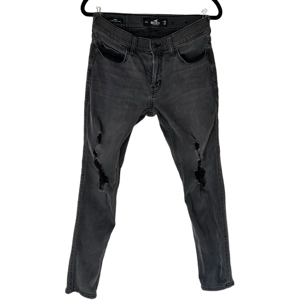 Hollister Men’s Black Destroyed Skinny Jeans Faded Distressed 29X32